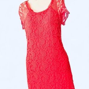 Maurices  Pink Lace Short Sleeve Dress M